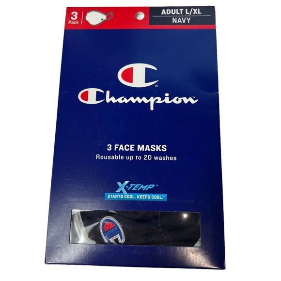 Champion 9 Adult Face Masks 3 Boxes Of 3 Black, Navy, Concrete L/XL Reusable - Picture 9 of 12